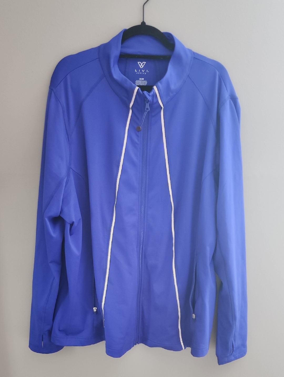 Livi Active Cobalt Blue Full-Zip Sweater With White Trim